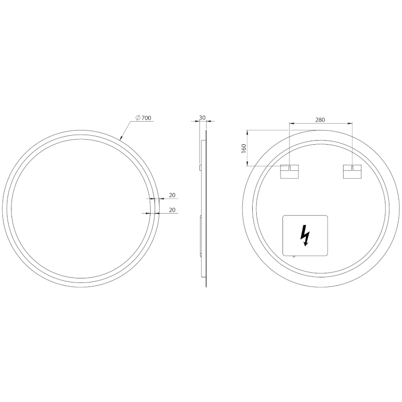 NYX kulaté zrcadlo s LED osvětlením ø 70cm NY700