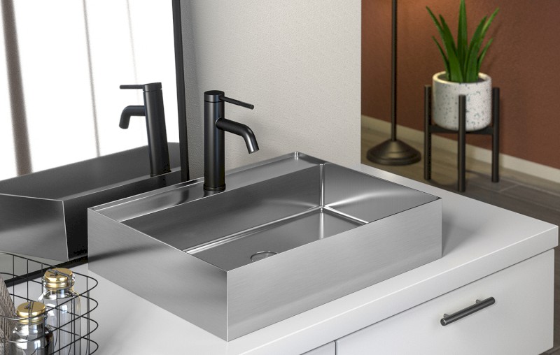 AURUM nerezové nástěnné umyvadlo, 55x42cm, včetně výpusti, nerez mat AU402