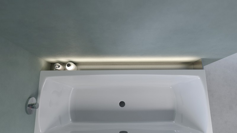 NIX nerezová vanová kapsa, 160cm, instalace do rohu 72461