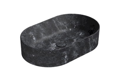 ALTACERAMICA keramické umyvadlo na desku, 60x37cm, oválné, mramor/černá mat AC30536