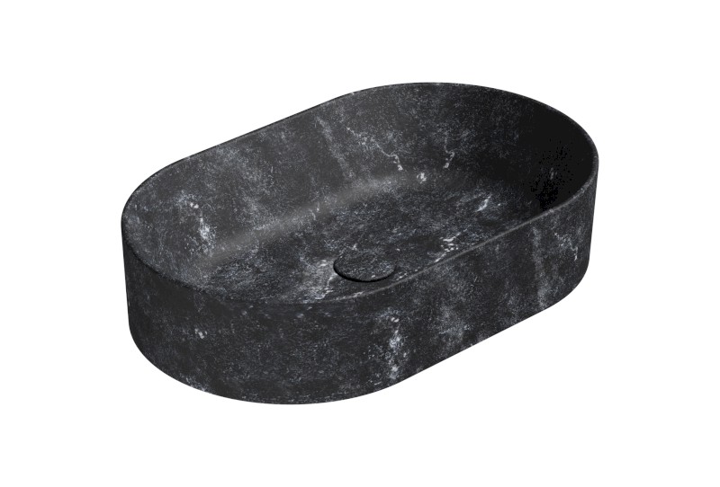 ALTACERAMICA keramické umyvadlo na desku, 60x37cm, oválné, mramor/černá mat AC30536