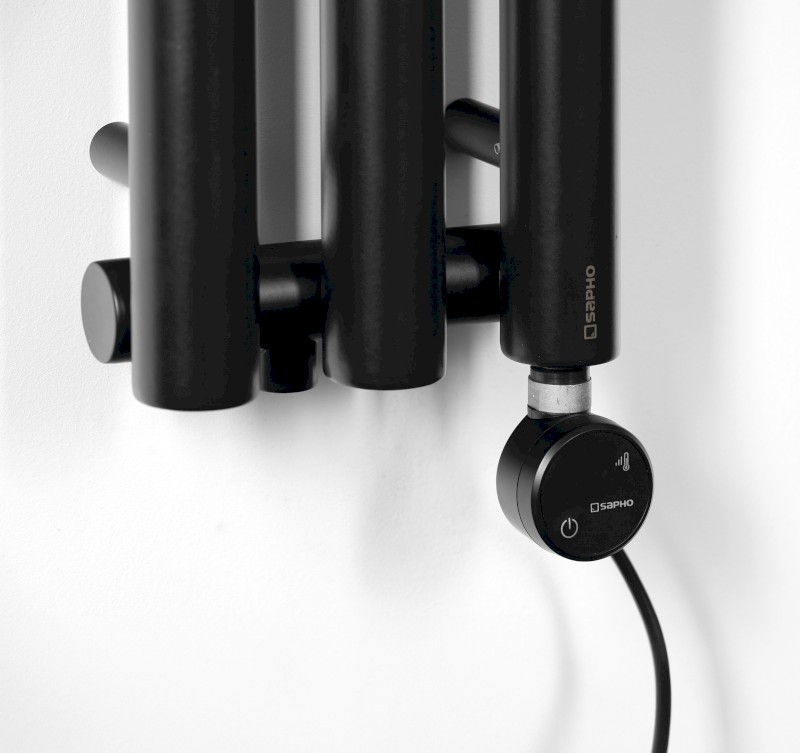 PILON otopné těleso 196x1800mm, se třemi háčky pro ručník, černá mat IZ128T