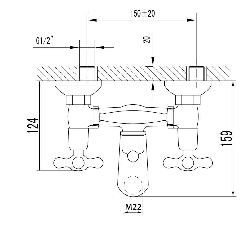 VICTORIA nástěnná vanová baterie kompletní, chrom VC10