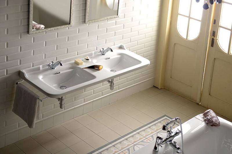 WALDORF keramické dvojumyvadlo 150x55cm, bílá 4143K1