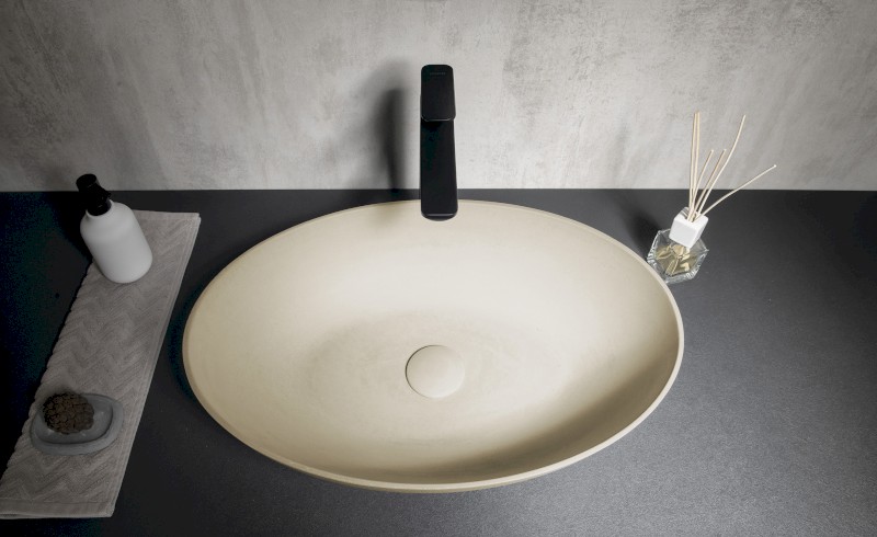 FORMIGO betonové umyvadlo na desku, 60x40cm, žlutá mat FG222