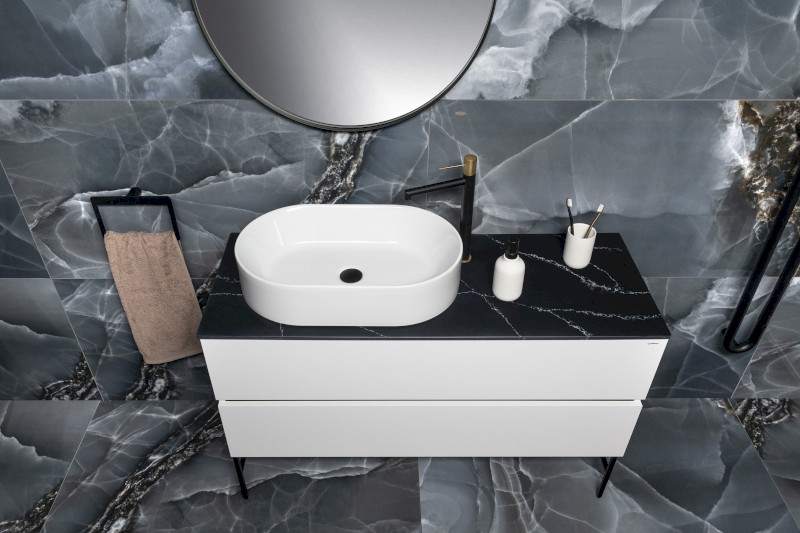 ODETTA umyvadlová skříňka 118x50x43,5cm, bílá lesk DT120-3030