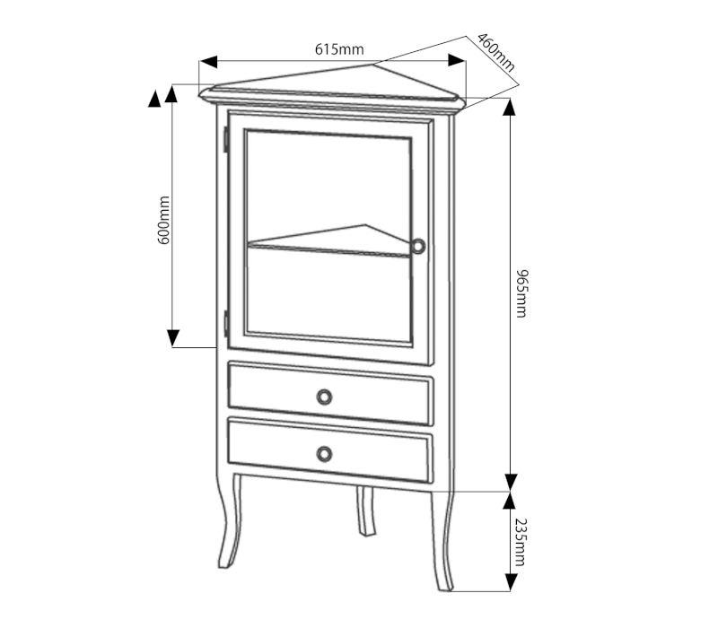 RETRO skříňka rohová 60x120x47cm, buk, levá 1701