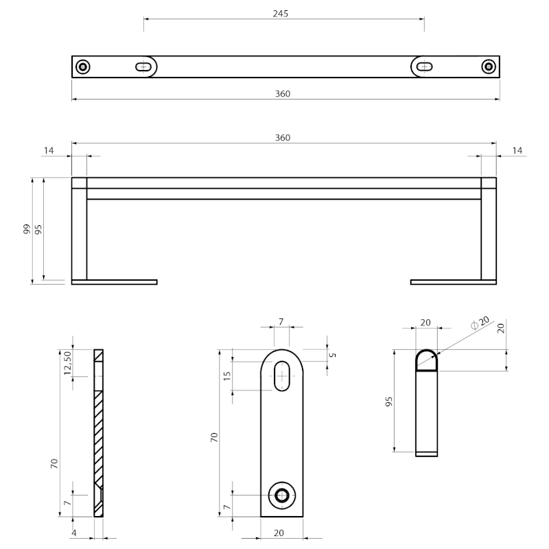 KUBE X držák ručníků 40cm, pro umyvadlo 9484, chrom PAKUBEX40