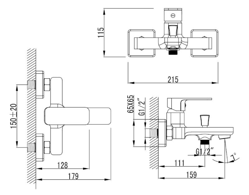 FACTOR nástěnná vanová baterie, chrom FC310