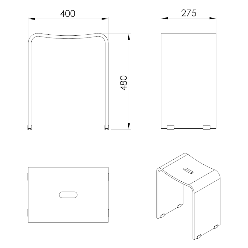 TRENDY koupelnová stolička 40x48x27,5cm, bílá mat A211101
