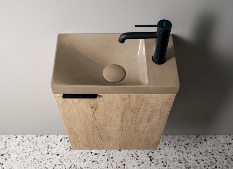 AGOS betonové umývátko 40x22cm, levé/pravé, písková pololesk AS40014