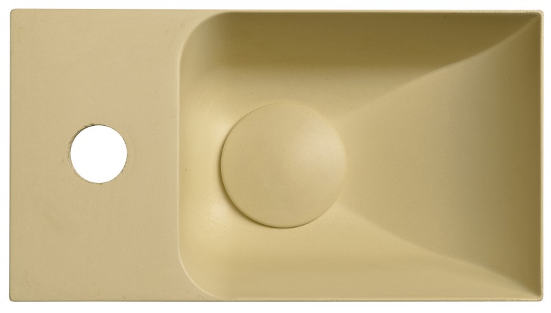 PICCOLINO betonové umývátko 30,8x17cm, baterie vlevo, žlutá mat PK30022