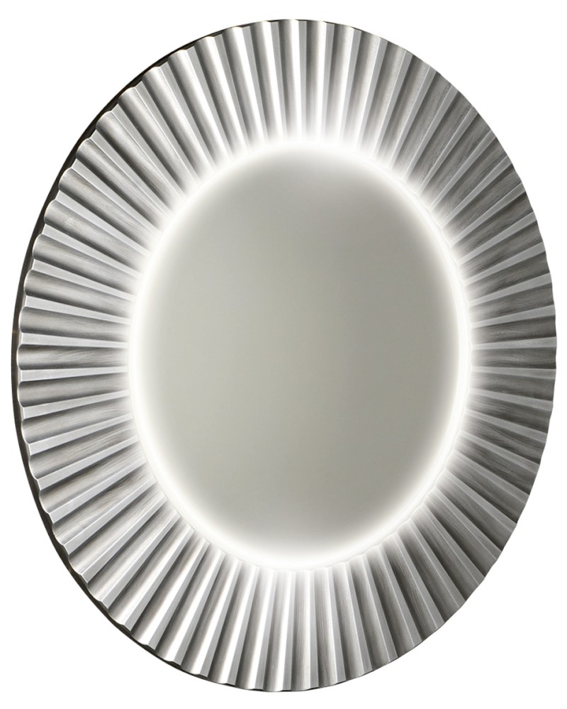 PRIDE STRIP kulaté zrcadlo s LED osvětlením v rámu ø 90cm, stříbrná PD952