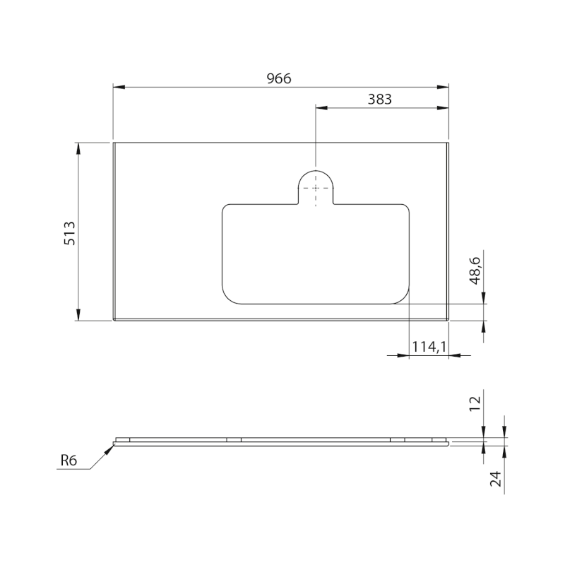 BRAHEA deska rockstone s otvorem 96,6x51,5cm, pravá, bílá mat BT097-0101-R