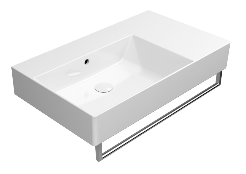 KUBE X keramické umyvadlo 80x47cm, s odkládací plochou vpravo, bez otvoru, bílá ExtraGlaze 9456011