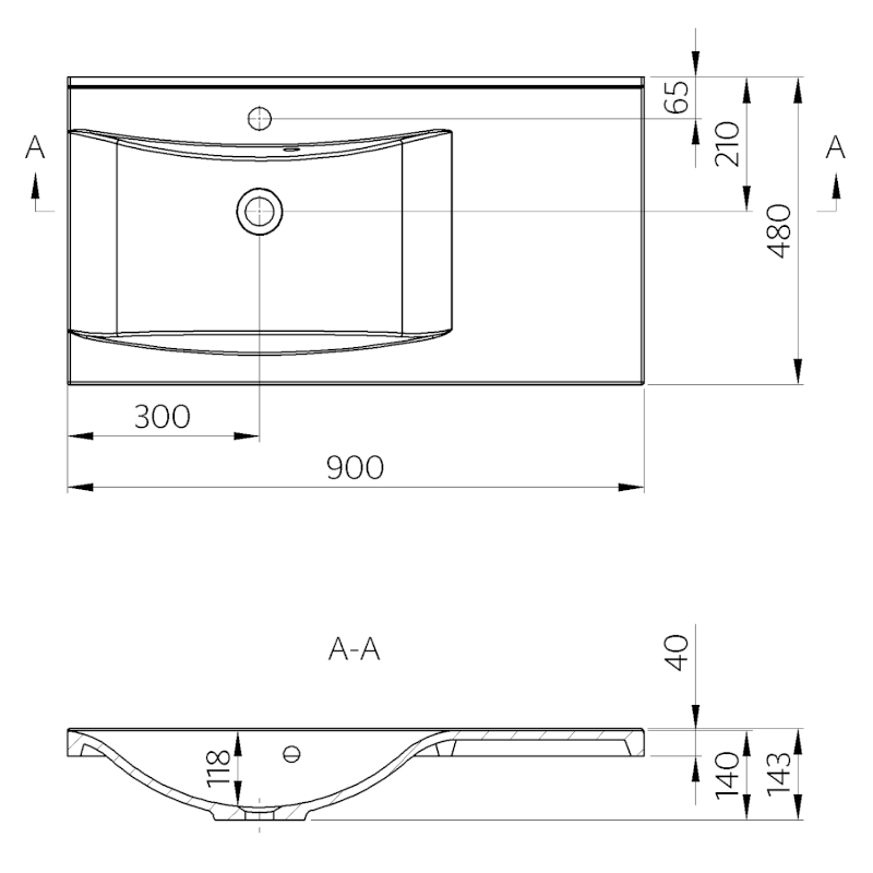 LUCIOLA umyvadlo, litý mramor, 90x48cm, levé, bílá 50093