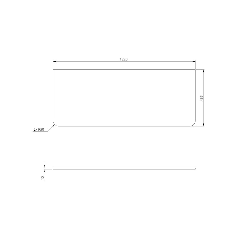 PREMIO deska kompozit 122x1,2x48,5cm, černá mat PRE120-3535