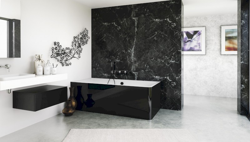 MARLENE CURVE L MONOLITH obdélníková vana 185x85x63cm, bílá/černá 71607MCLB