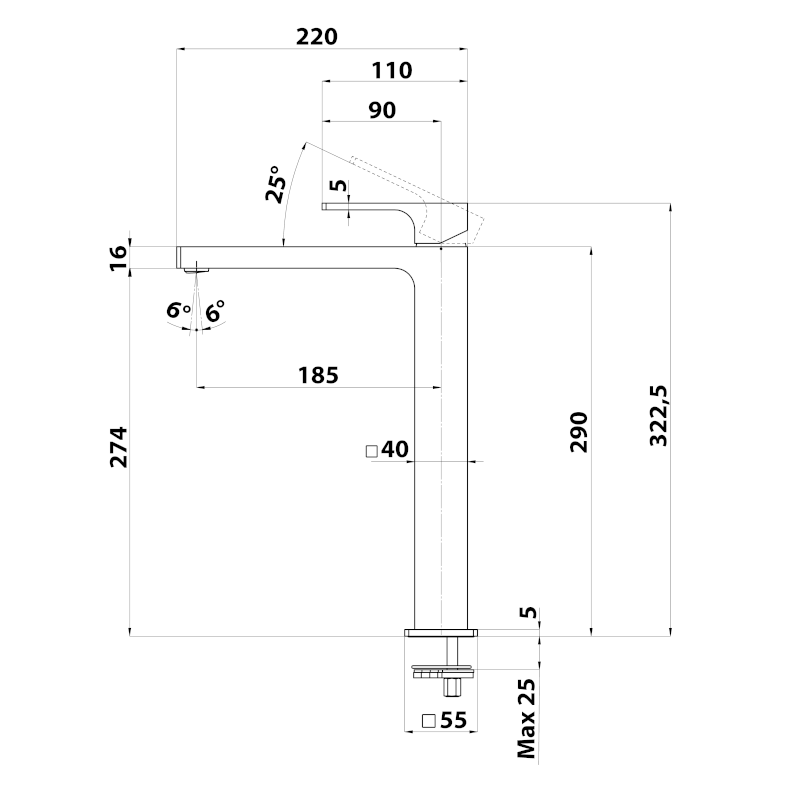 FORATA stojánková umyvadlová baterie vysoká, prodloužená hubice, bílá mat FT007/14