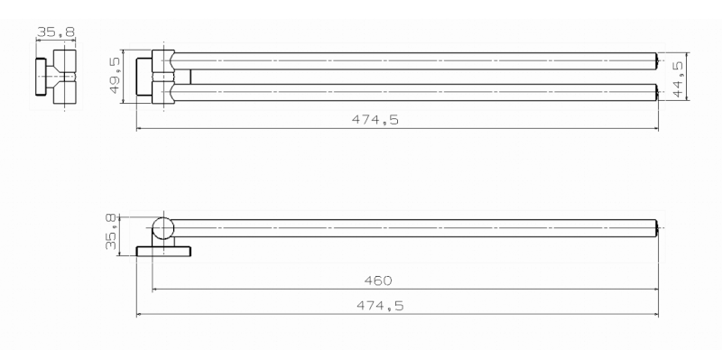 APOLLO dvojitý držák ručníků 460mm, chrom 1416-15