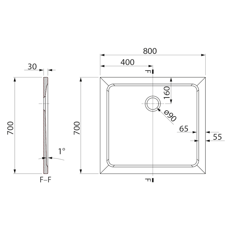 TECMI sprchová vanička z litého mramoru, obdélník 80x70cm, bílá PQ8070
