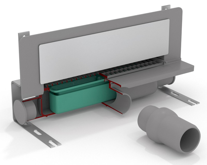 INTRAMURA odtokový žlab do stěny, nerezový kryt, L-350, DN40 975.101.8