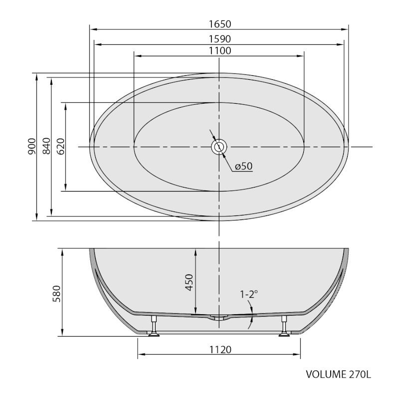 CORYN volně stojící vana 165x90x58cm, bílá 68651