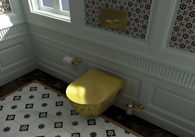 PAULA závěsná WC mísa, 35,5x50cm, zlatá TP325-AK00