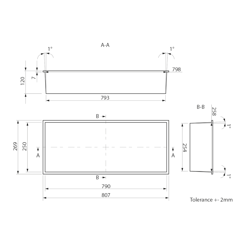 INSERTA zapuštěná police do obkladu, 810x270mm, litý mramor, bílá 1301-82
