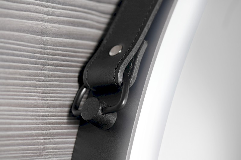 ORBITER kulaté zrcadlo s LED osvětlením ø 70cm, kožený pásek, černá mat ORL070