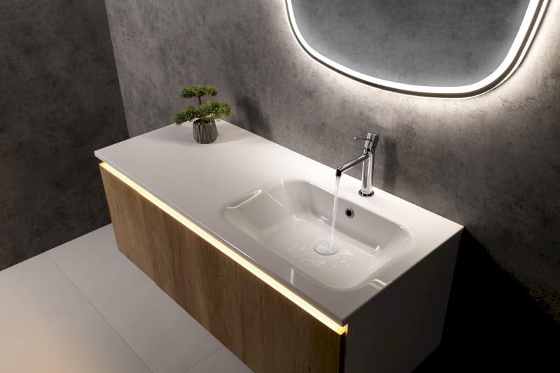 ARECA umyvadlo, litý mramor, 121x51,5cm, pravé, bílá AC121R