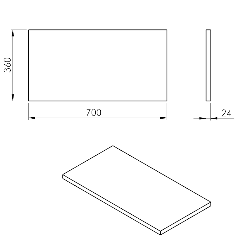 PLATO deska Rockstone 700x24x360mm, bílá mat PL076-0101