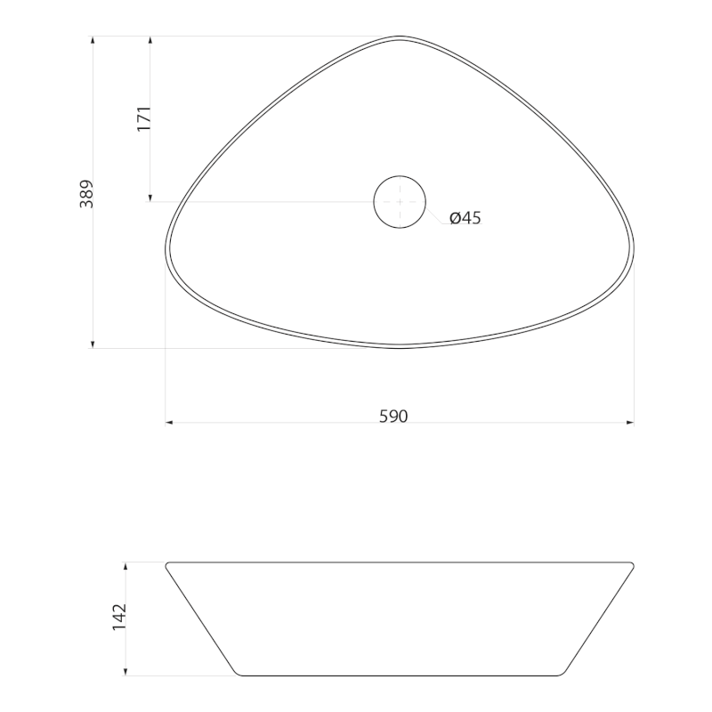 TERUEL keramické umyvadlo na desku 59x39cm, bílá BH7007