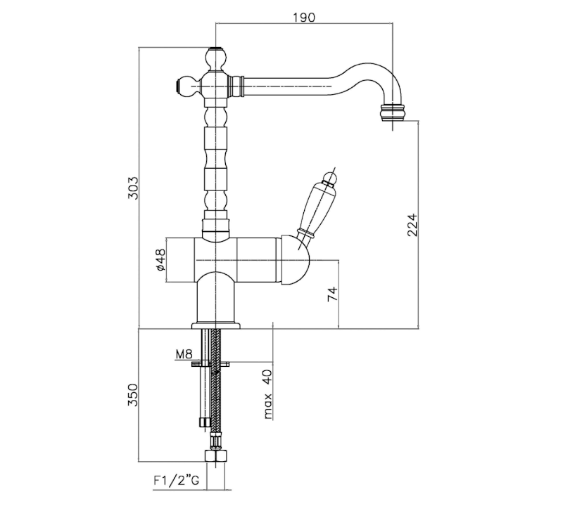 KIRKÉ WHITE stojánková dřezová baterie, bílá páčka, zlato KI14BZ