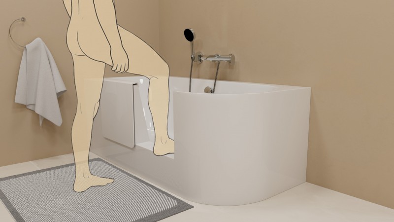 PORTAS L asymetrická vana s dvířky, 160x75x60cm, bílá 75581