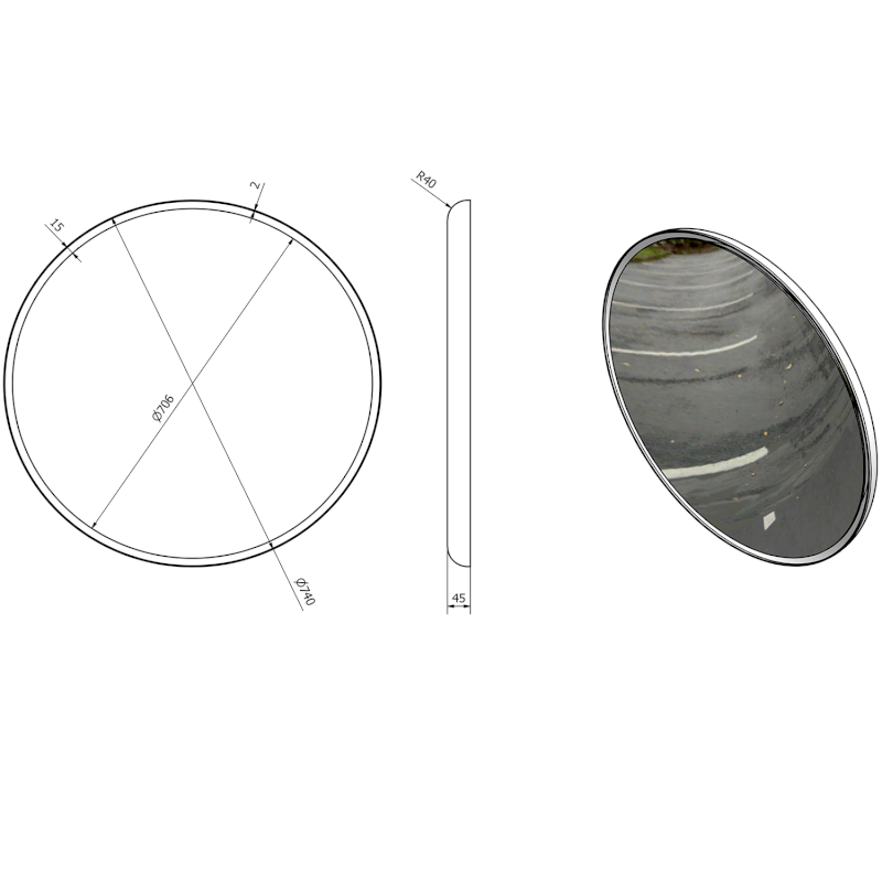 FLOAT kulaté zrcadlo s LED podsvícením ø 74cm, bílá 22574