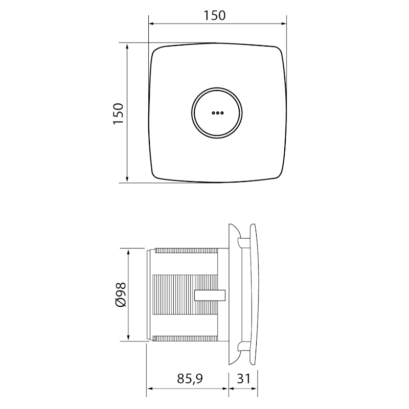 X-MART 10T koupelnový ventilátor axiální s časovačem, 15W, potrubí 100mm, bílá 01011000