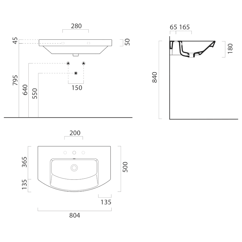 NORM keramické umyvadlo 80x50cm, oblé, bez otvoru, bílá ExtraGlaze 8644011