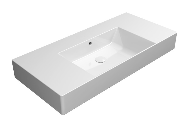 KUBE X keramické umyvadlo 100x47cm, s odkládacími plochami, bez otvoru, bílá ExtraGlaze 9451011