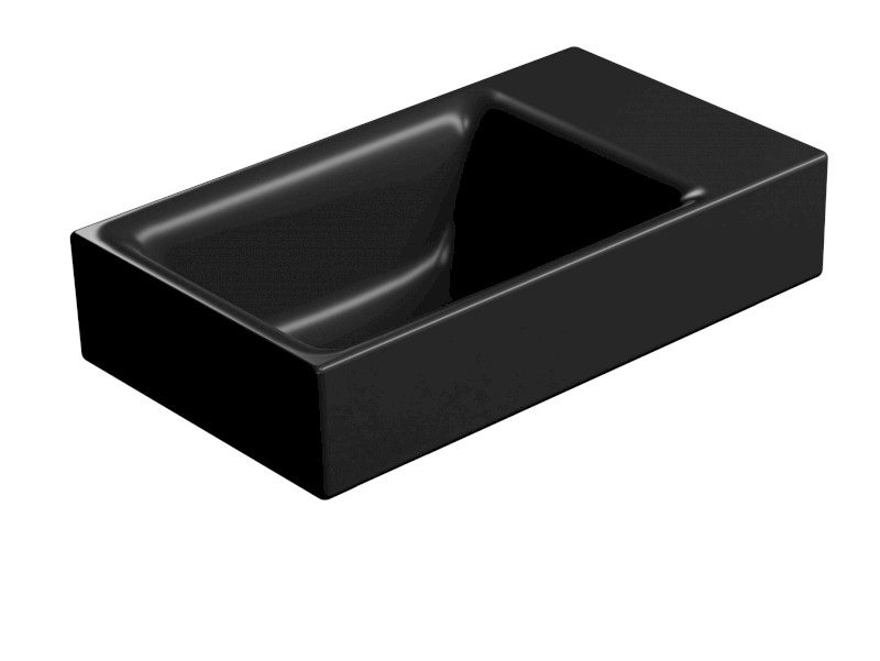 NUBES keramické umývátko 40x23cm, bez otvoru, pravé/levé, černá mat 9636026