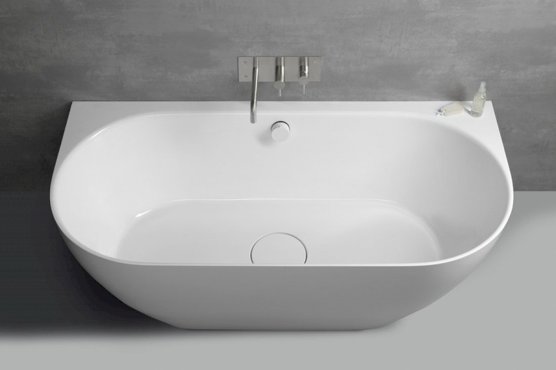 PAGODA nástěnná vana litý mramor 170x85x58cm, bílá 72976