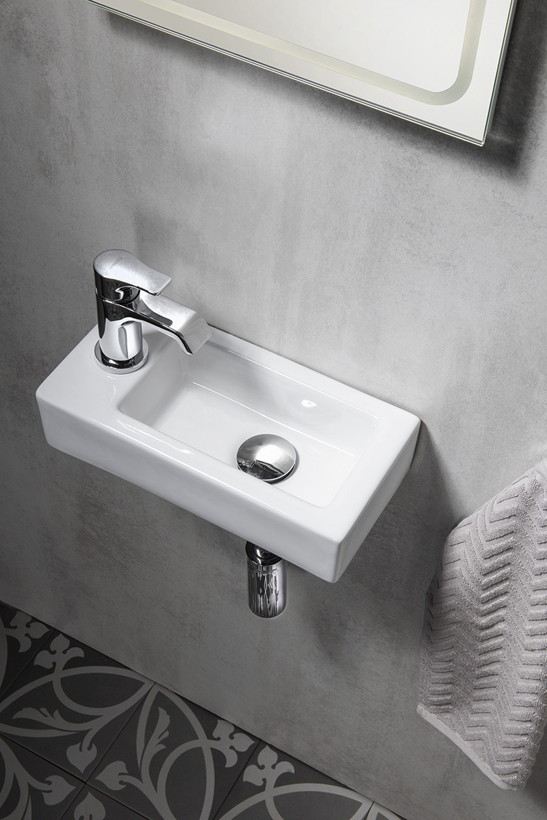 ZOE keramické umývátko 37x18cm, otvor pro baterii vlevo, bílá AR496