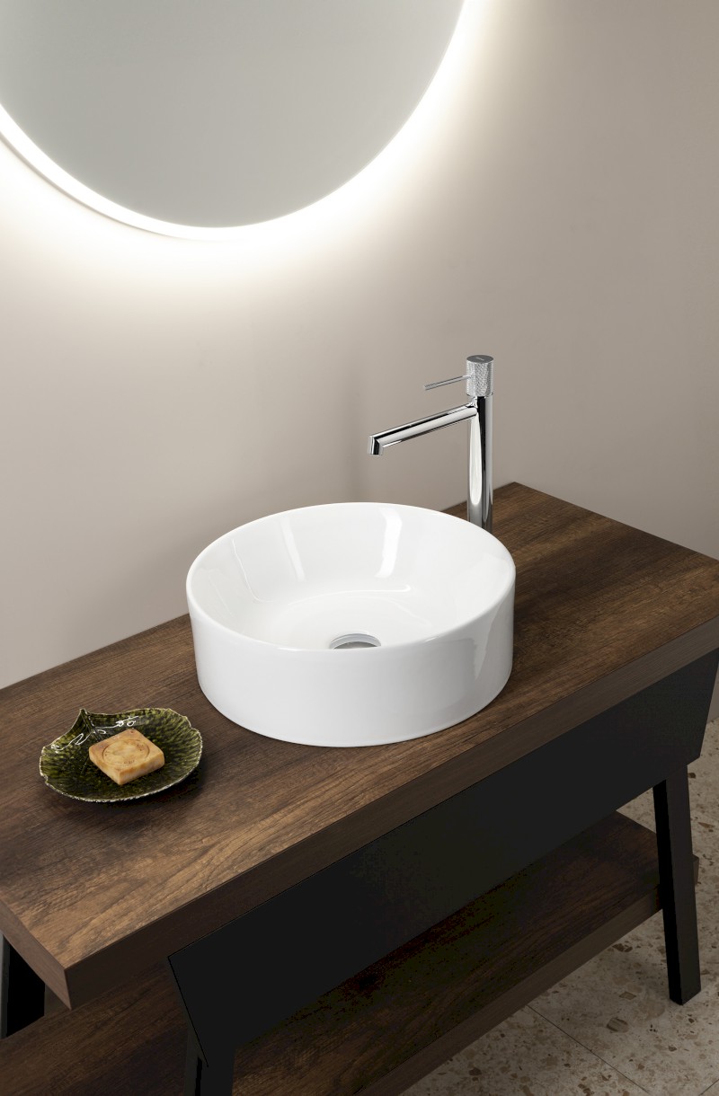 KUBE X keramické umyvadlo na desku, průměr 40cm, bílá ExtraGlaze 942611