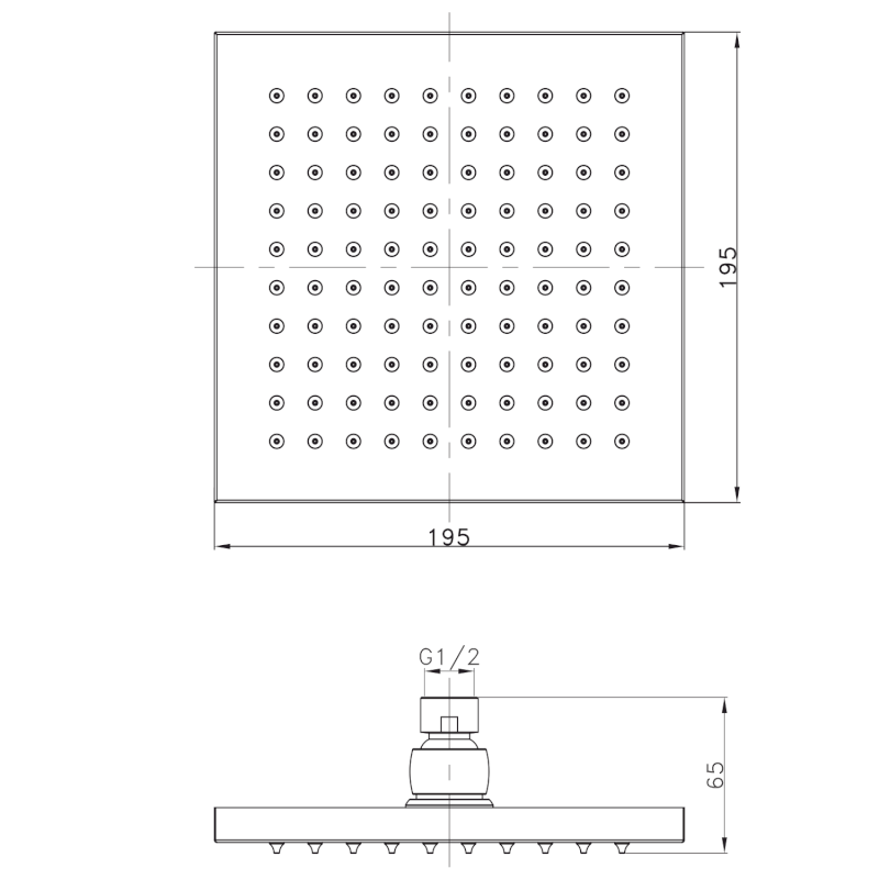 Hlavová sprcha, 195x195mm, zlato SF316