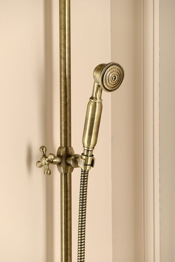 VANITY sprchový sloup k napojení na baterii, hlavová, ruční sprcha, bronz SET066