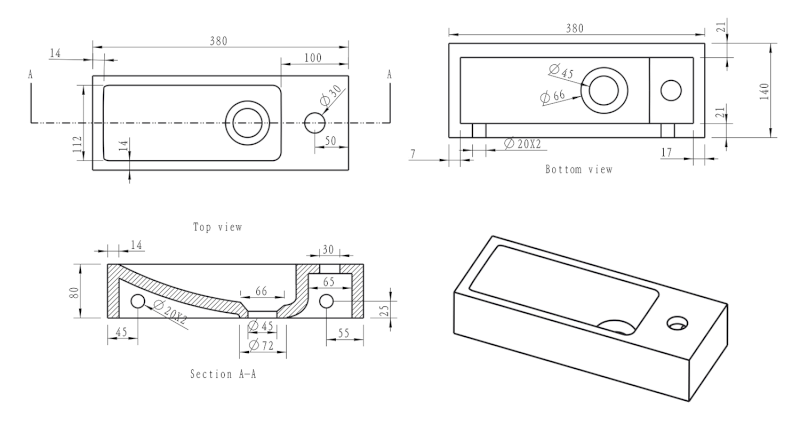 BLOK kamenné umývátko 38x14cm, baterie vpravo, antracit 2401-31