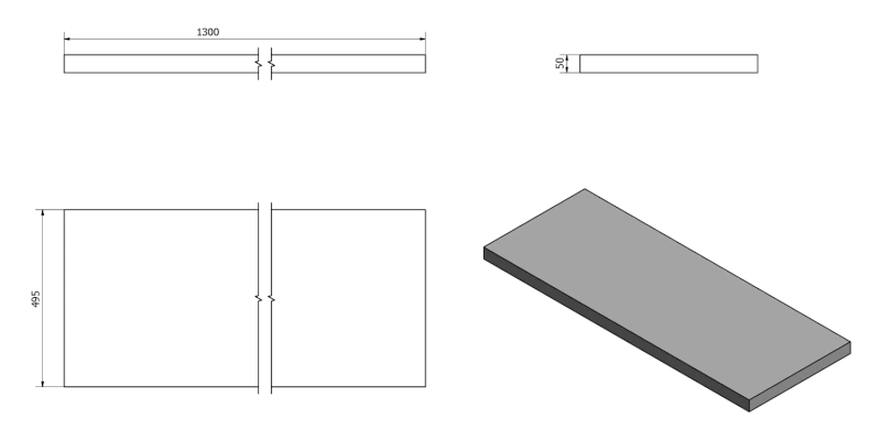AVICE deska pod umyvadlo 130x50cm, tl.5cm, cement AV137
