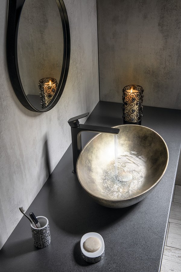 FORMIGO betonové umyvadlo na desku, 60x40cm, zlato mat FG218