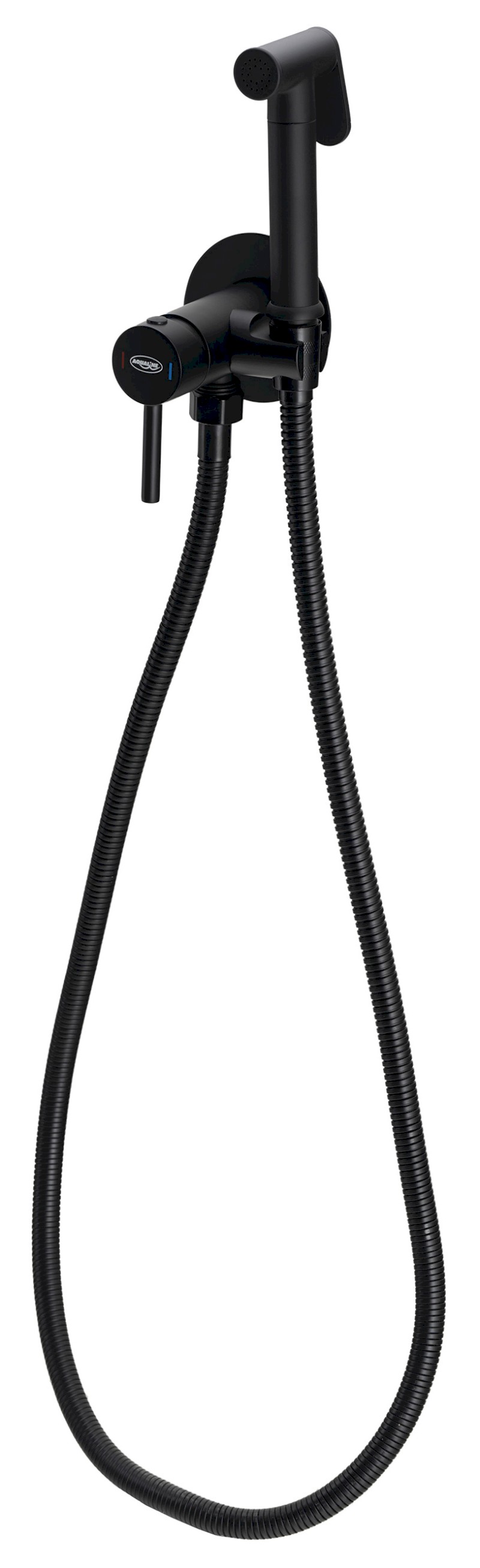 Podomítková bidetová baterie se Stop sprškou, hadice 1,2m, kulatá, černá mat SK302B