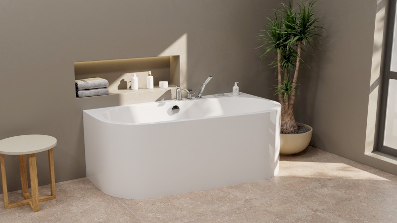 ASTRA WDR MONOLITH nástěnná stojící vana 160x85x60cm, bílá 31611MDR